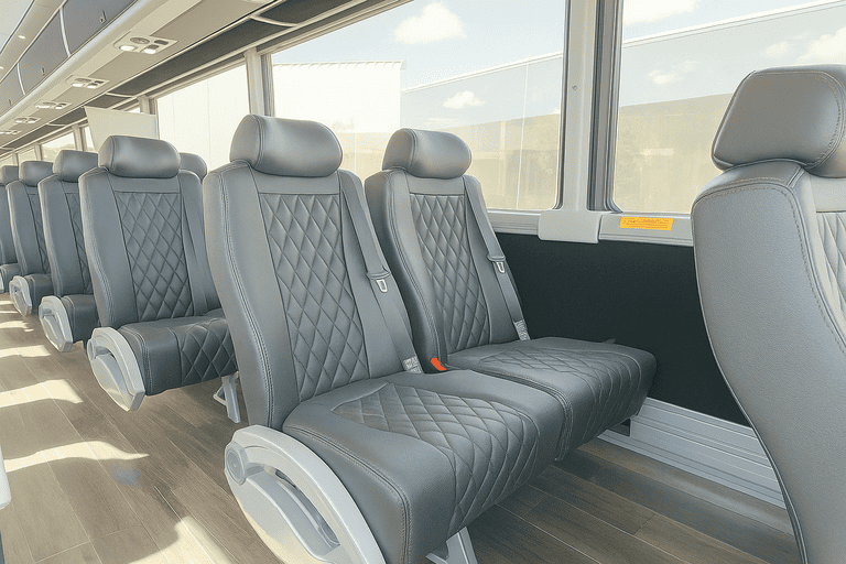 interior of Champaign Shuttle Bus Company charter bus